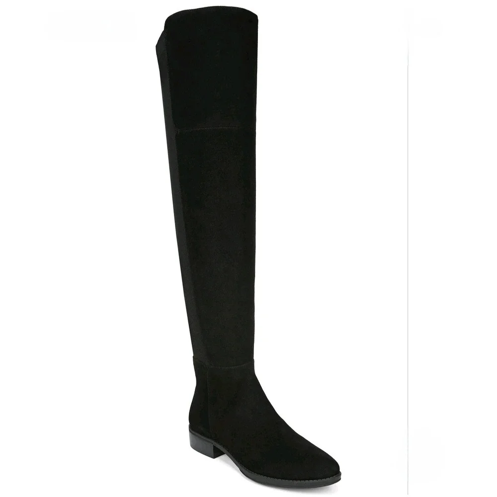 Sam Edelman Pam Black Suede Over The Knee Boots Low Block Heel Womens 9.5 M